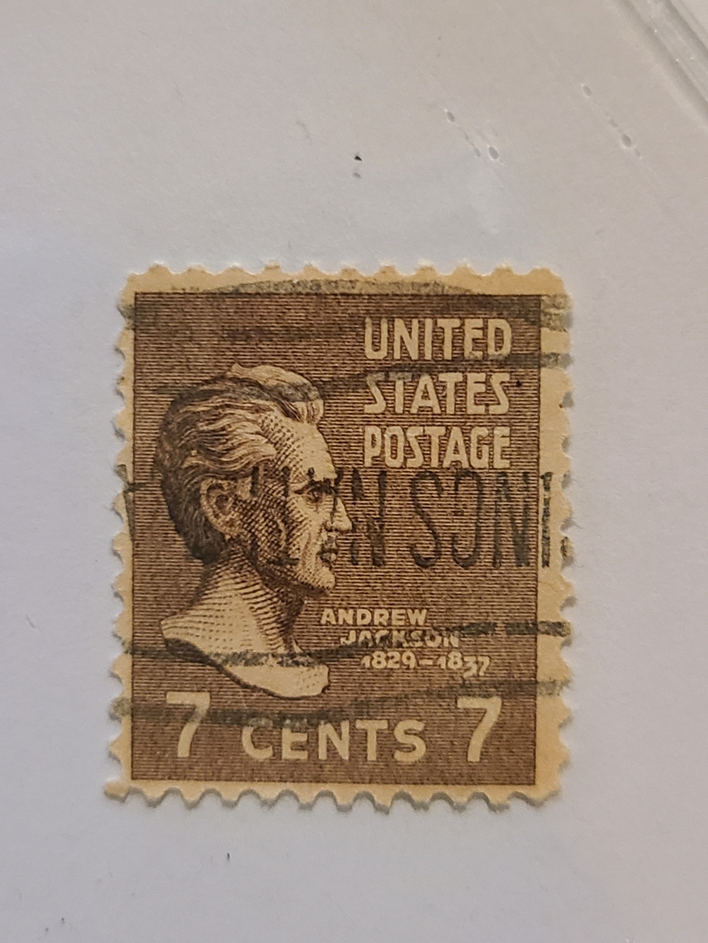 Antique Brown United States 7 Cents Postage Art Print